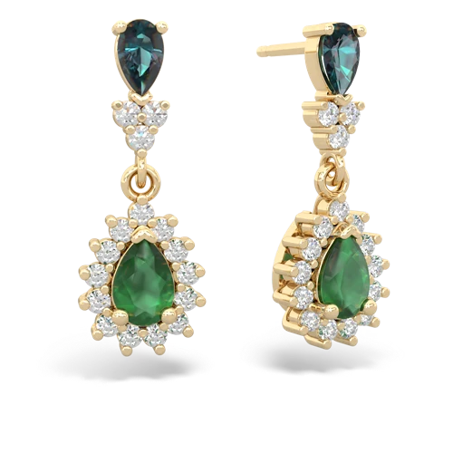 alexandrite-emerald dangle earrings