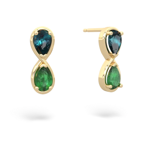 alexandrite-emerald infinity earrings