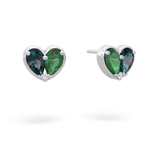 alexandrite-emerald one heart earrings