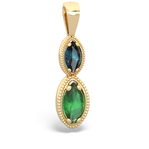 alexandrite-emerald antique milgrain pendant