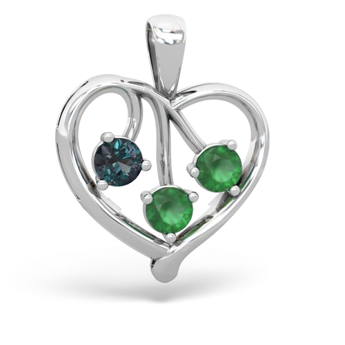 alexandrite-emerald love heart pendant
