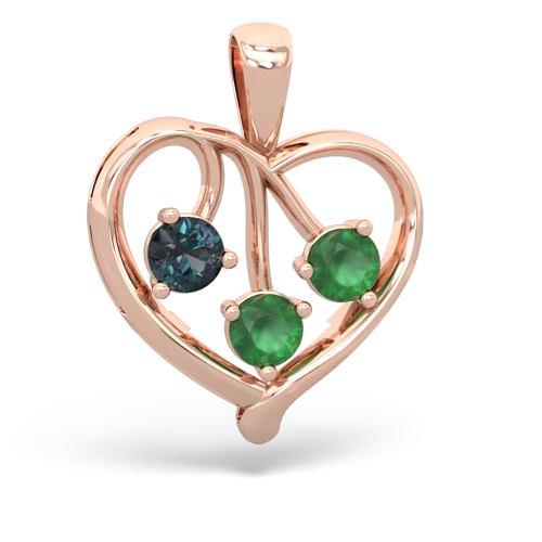 alexandrite-emerald love heart pendant