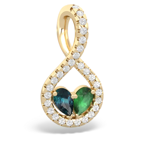 alexandrite-emerald pave twist pendant