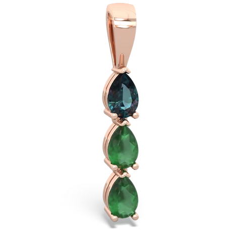 alexandrite-emerald three stone pendant