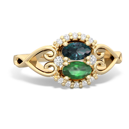 alexandrite-emerald antique keepsake ring