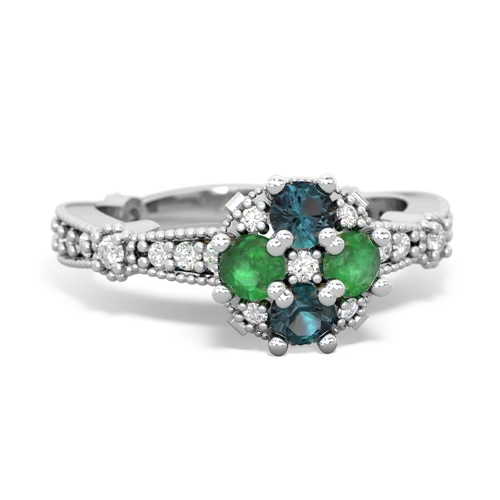 alexandrite-emerald art deco engagement ring