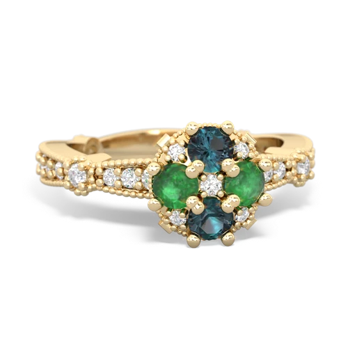 alexandrite-emerald art deco engagement ring