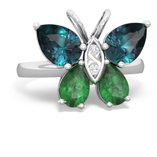 alexandrite-emerald butterfly ring