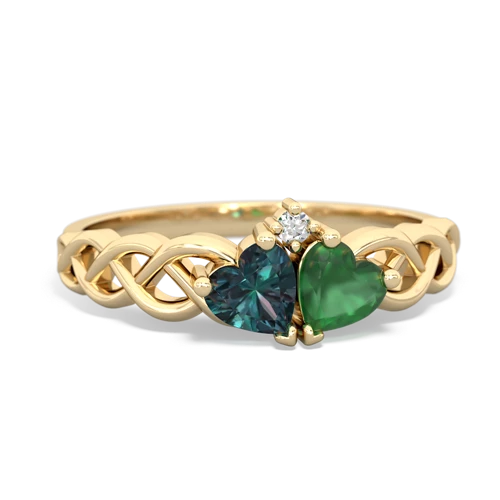 alexandrite-emerald celtic braid ring