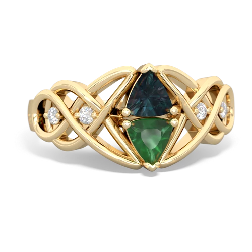 alexandrite-emerald celtic knot ring