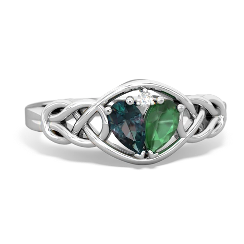 alexandrite-emerald celtic knot ring