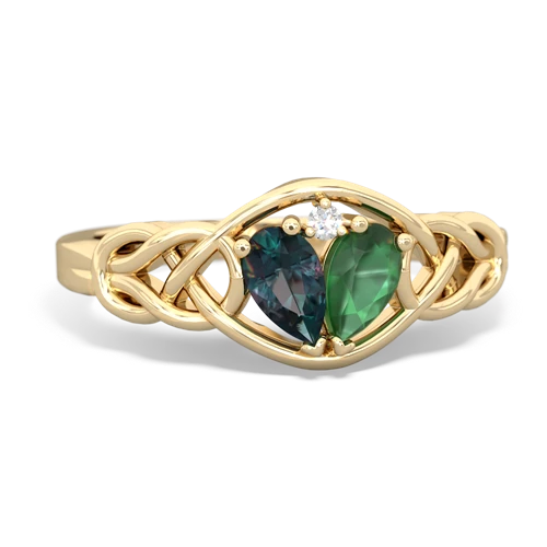 alexandrite-emerald celtic knot ring