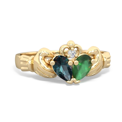 alexandrite-emerald claddagh ring