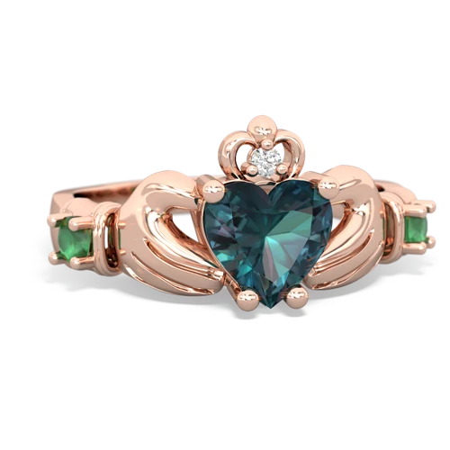 alexandrite-emerald claddagh ring