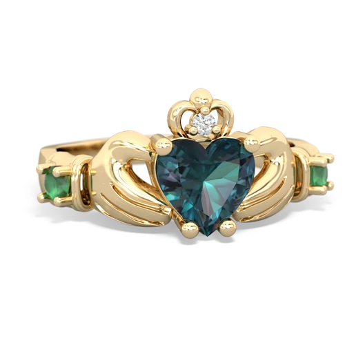 Lab Alexandrite Lab Created Alexandrite with Genuine Emerald and Genuine Fire Opal Claddagh ring Ring