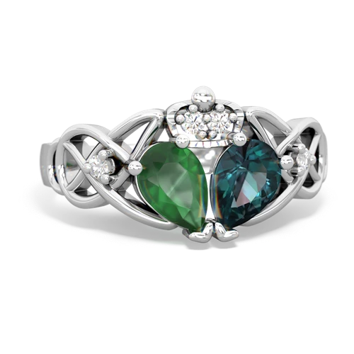 alexandrite-emerald claddagh ring