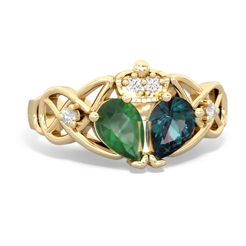 alexandrite-emerald claddagh ring