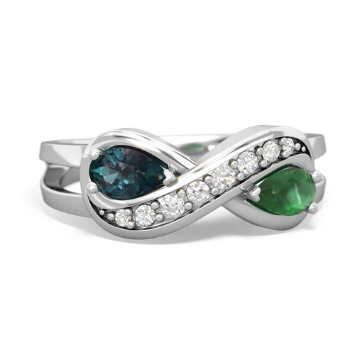 alexandrite-emerald diamond infinity ring
