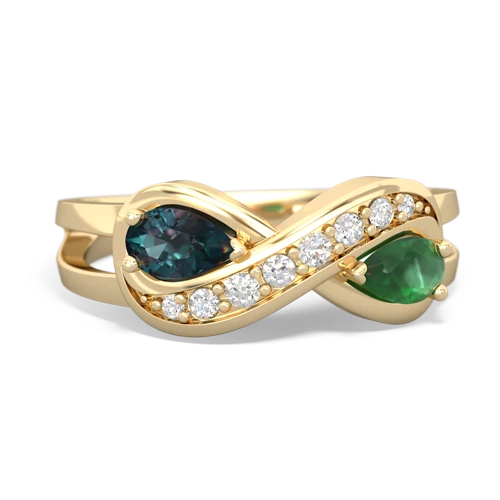 alexandrite-emerald diamond infinity ring