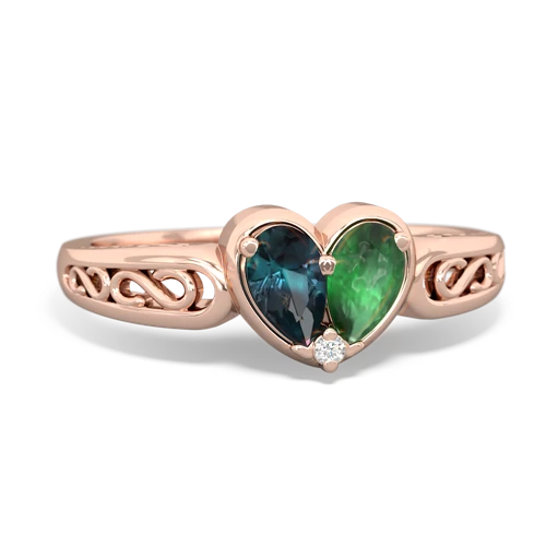 alexandrite-emerald filligree ring