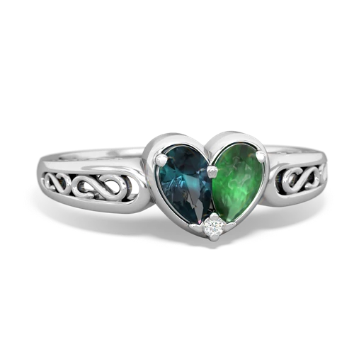 alexandrite-emerald filligree ring