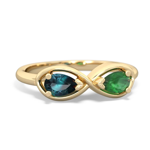 alexandrite-emerald infinity ring
