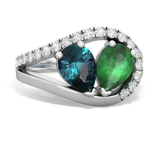 alexandrite-emerald pave heart ring