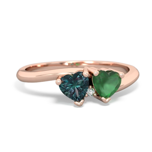 alexandrite-emerald sweethearts promise ring