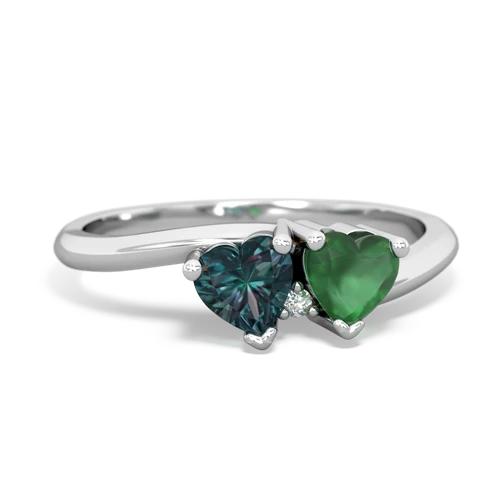 alexandrite-emerald sweethearts promise ring
