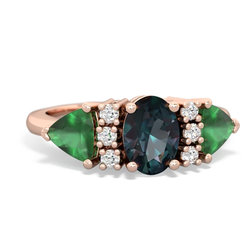 Lab Alexandrite Lab Created Alexandrite with Genuine Emerald and Genuine Garnet Antique Style Three Stone ring Ring