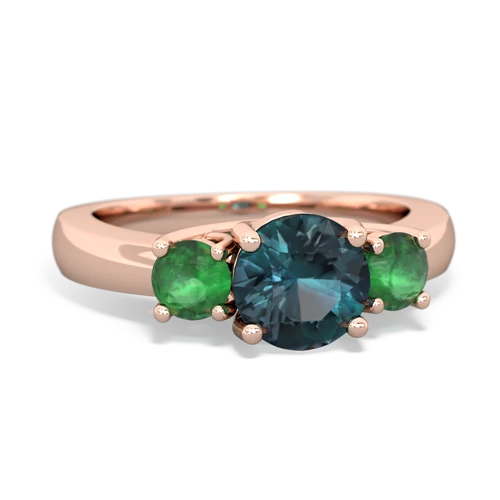 Lab Alexandrite Lab Created Alexandrite with Genuine Emerald and Genuine Fire Opal Three Stone Trellis ring Ring