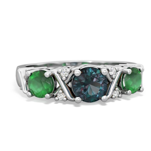 Lab Alexandrite Lab Created Alexandrite with Genuine Emerald and Genuine Citrine Hugs and Kisses ring Ring