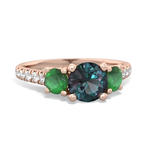Lab Alexandrite Lab Created Alexandrite with Genuine Emerald and Genuine Fire Opal Pave Trellis ring Ring