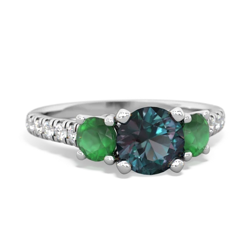alexandrite-emerald trellis pave ring
