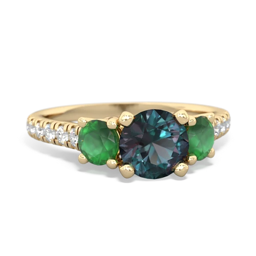 alexandrite-emerald trellis pave ring