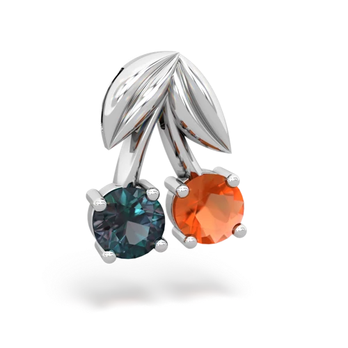 alexandrite-fire opal cherries pendant