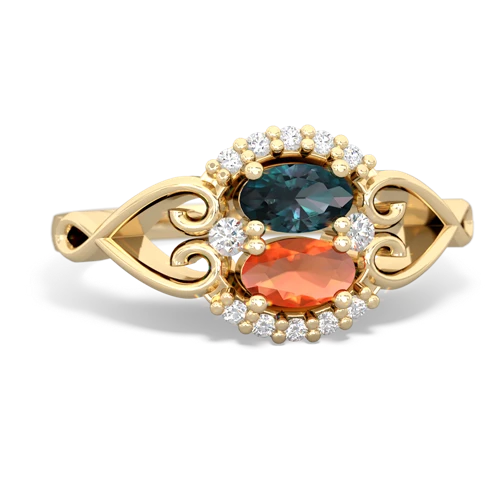 alexandrite-fire opal antique keepsake ring