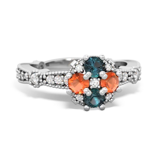 alexandrite-fire opal art deco engagement ring