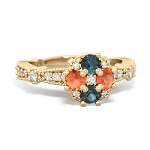 alexandrite-fire opal art deco engagement ring