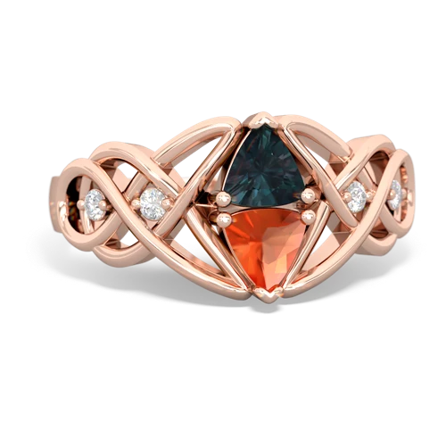 Lab Alexandrite Lab Created Alexandrite with Genuine Fire Opal Keepsake Celtic Knot ring Ring