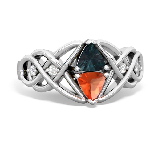 alexandrite-fire opal celtic knot ring