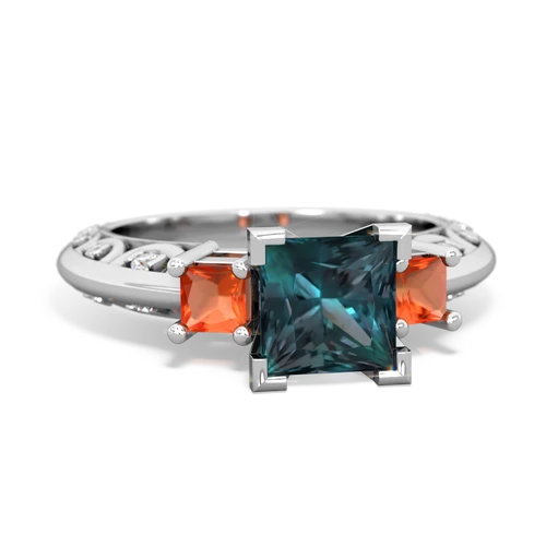 alexandrite-fire opal engagement ring