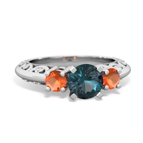 alexandrite-fire opal engagement ring