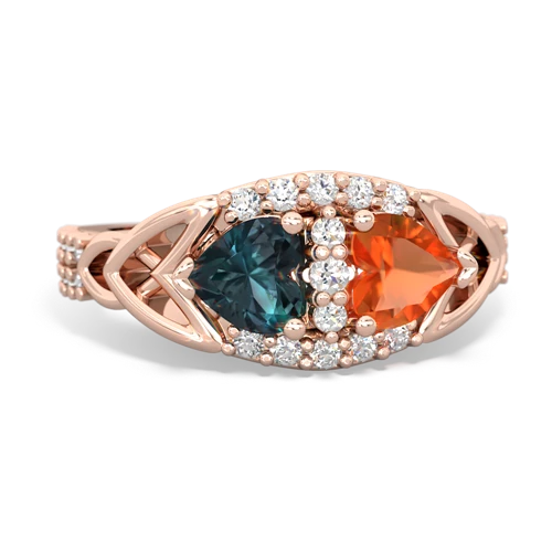 Lab Alexandrite Lab Created Alexandrite with Genuine Fire Opal Celtic Knot Engagement ring Ring
