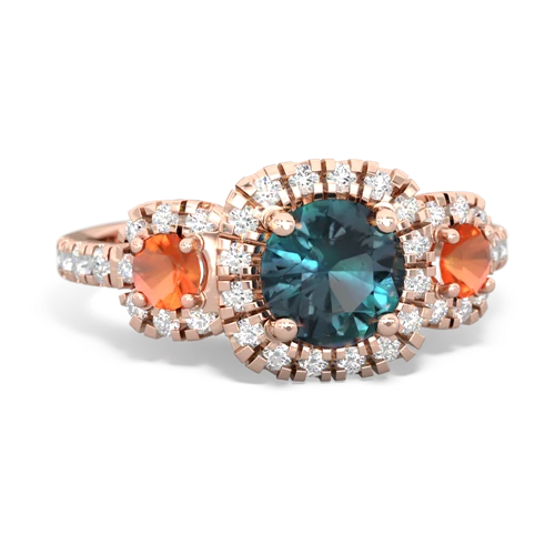 Lab Alexandrite Lab Created Alexandrite with Genuine Fire Opal and  Regal Halo ring Ring