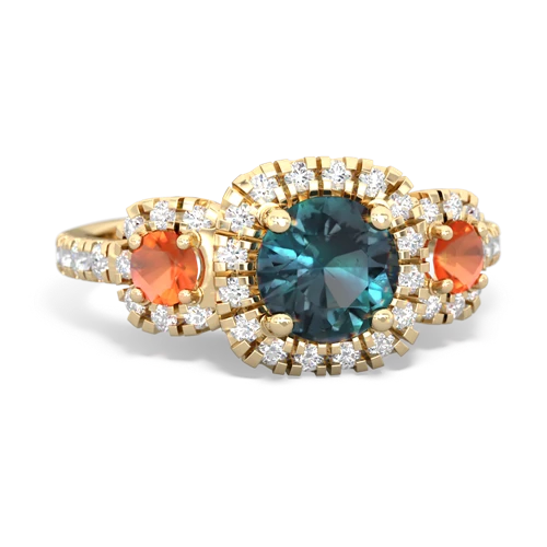 alexandrite-fire opal three stone regal ring