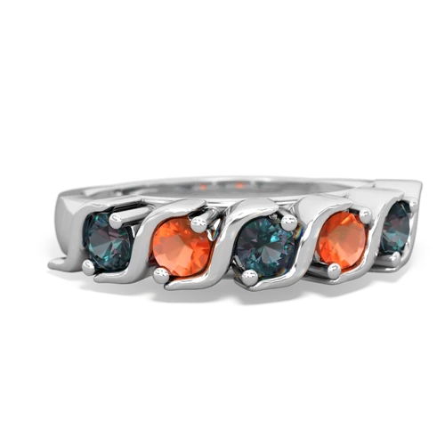 alexandrite-fire opal timeless ring