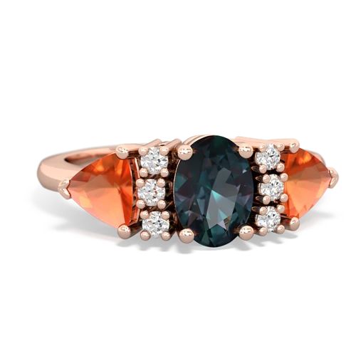 Lab Alexandrite Lab Created Alexandrite with Genuine Fire Opal and  Antique Style Three Stone ring Ring