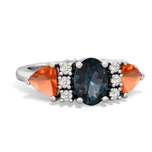 alexandrite-fire opal timeless ring