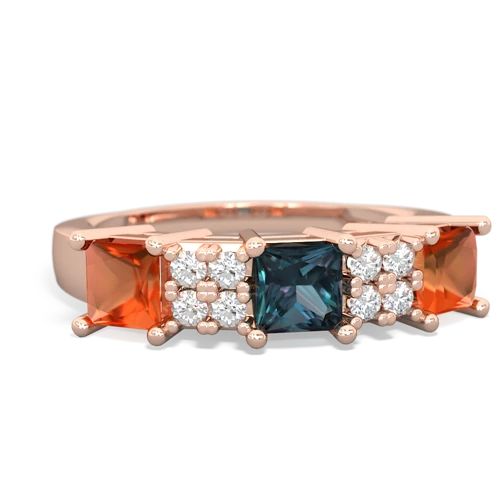 Lab Alexandrite Lab Created Alexandrite with Genuine Fire Opal and Genuine Peridot Three Stone ring Ring